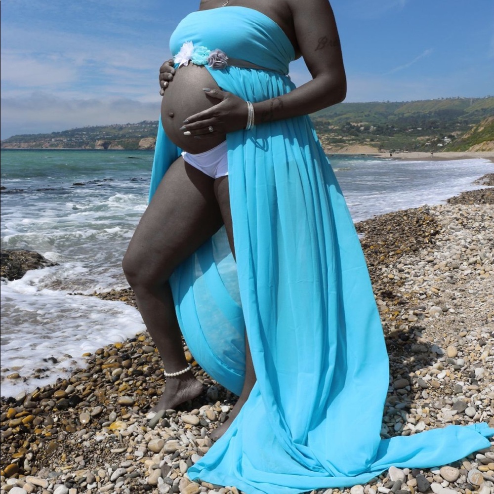 Maternity opened off shoulder Gown